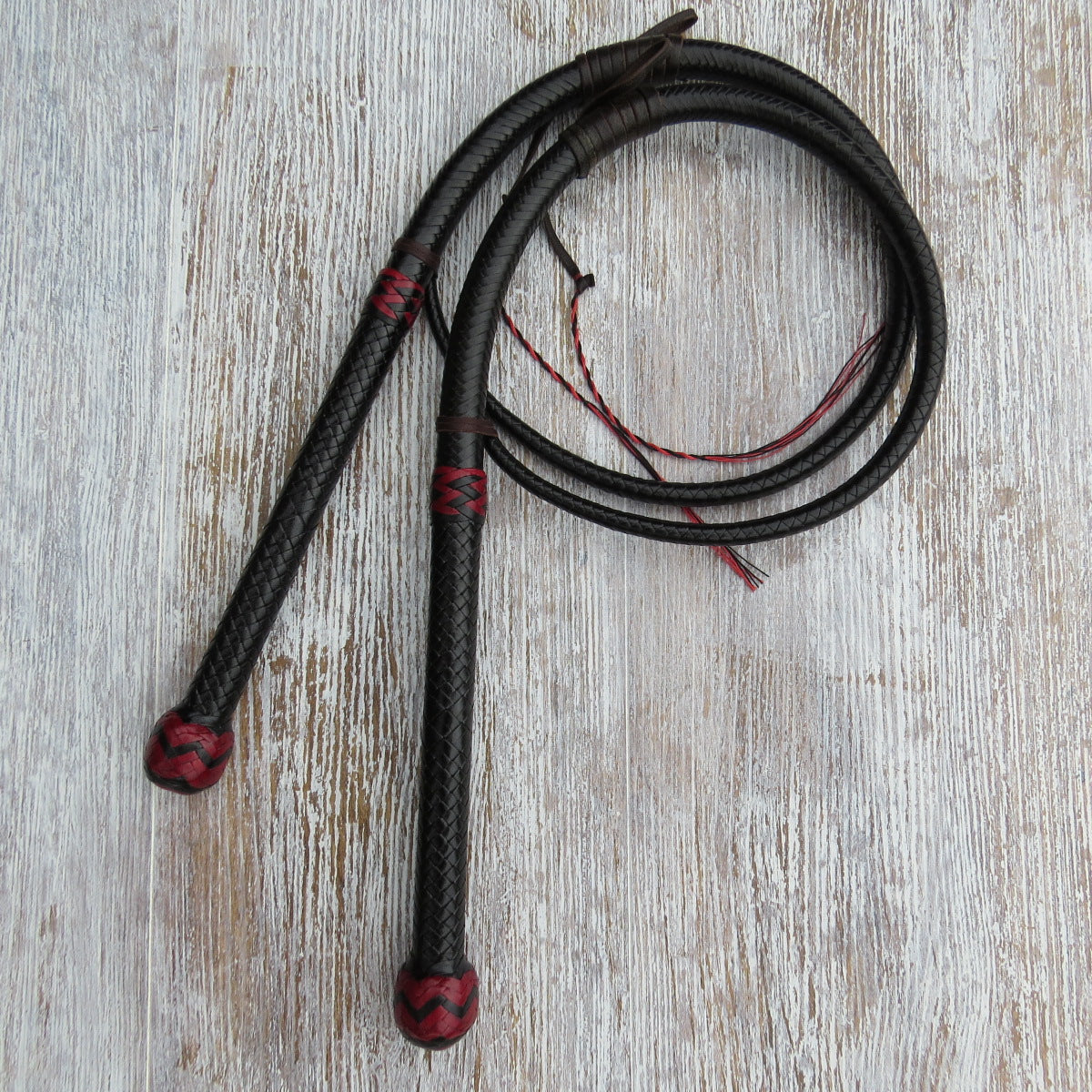 3ft Australian Pattern Black 16plait Bullwhip Matched Pair