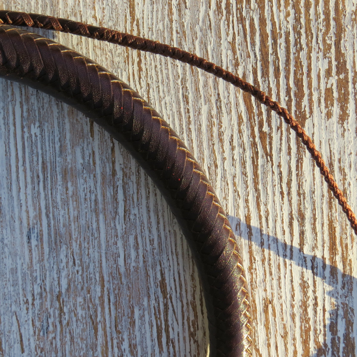 4ft Brandy Tan 16plait Signal Whip with Red Highlights