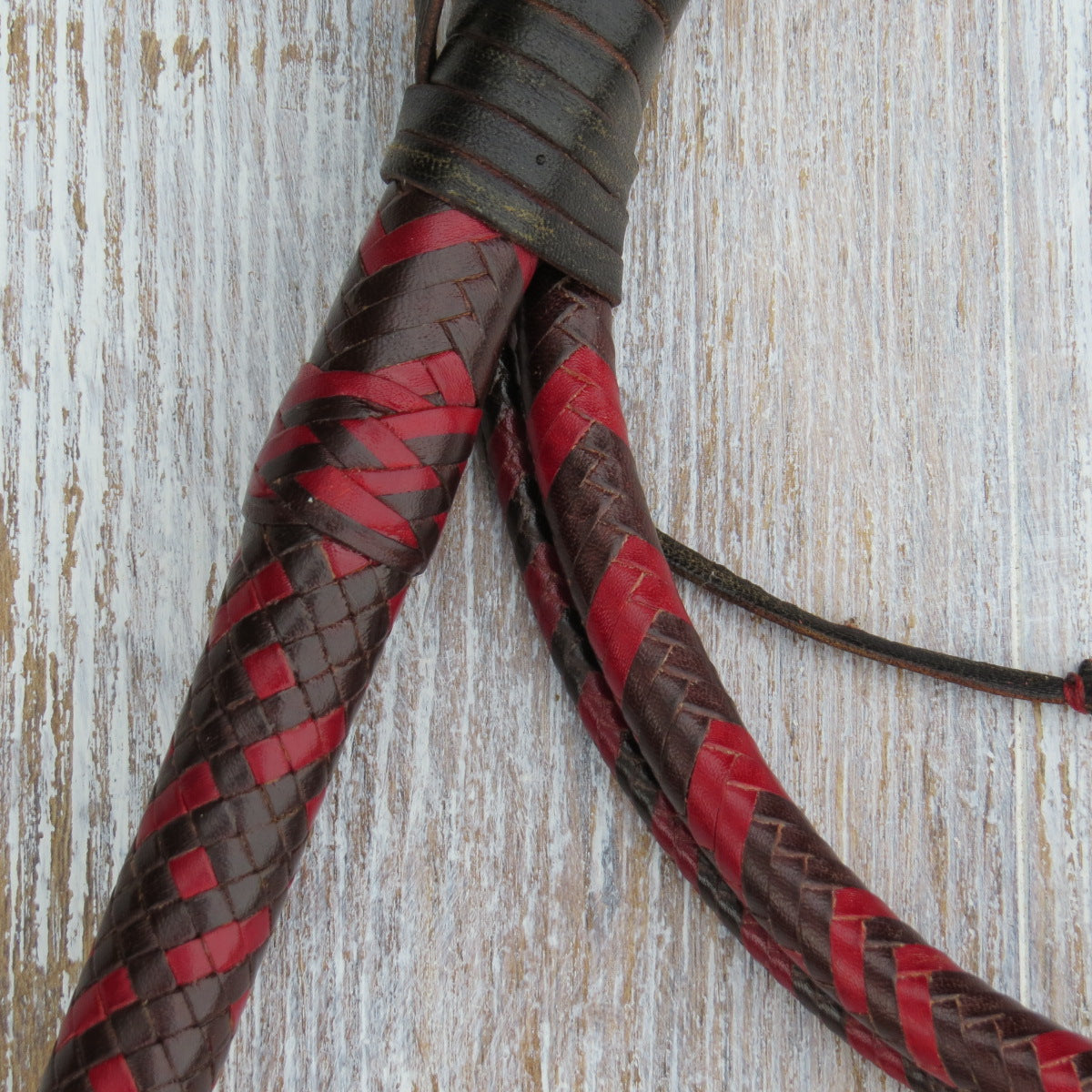 5ft Australian Pattern Whisky Tan and Red 16plait Bullwhip