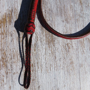 4ft 2-tone Red and Brandy 16plait Signal Whip
