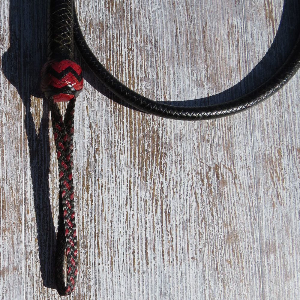 4ft Black with Red highlights Solid Colour 16plait Signal Whip