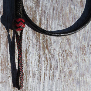 4ft Black with Red highlights Solid Colour 16plait Signal Whip