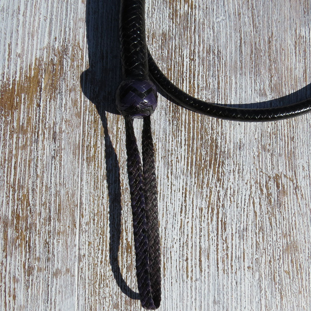 4ft Black with Purple highlights Solid Colour 16plait Signal Whip