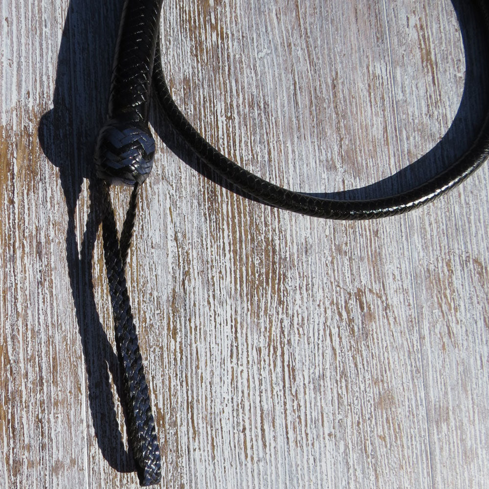 4ft Black with Dark Blue highlights Solid Colour 16plait Signal Whip