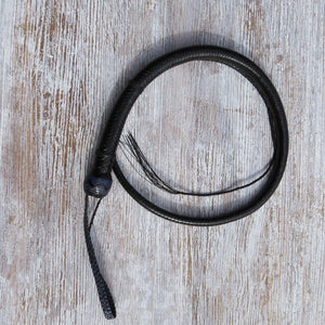 4ft Black with Dark Blue highlights Solid Colour 16plait Signal Whip