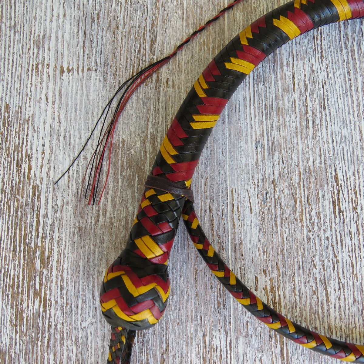 3ft 16plait 3-tone Black, Red and Yellow Pocket Snakewhip