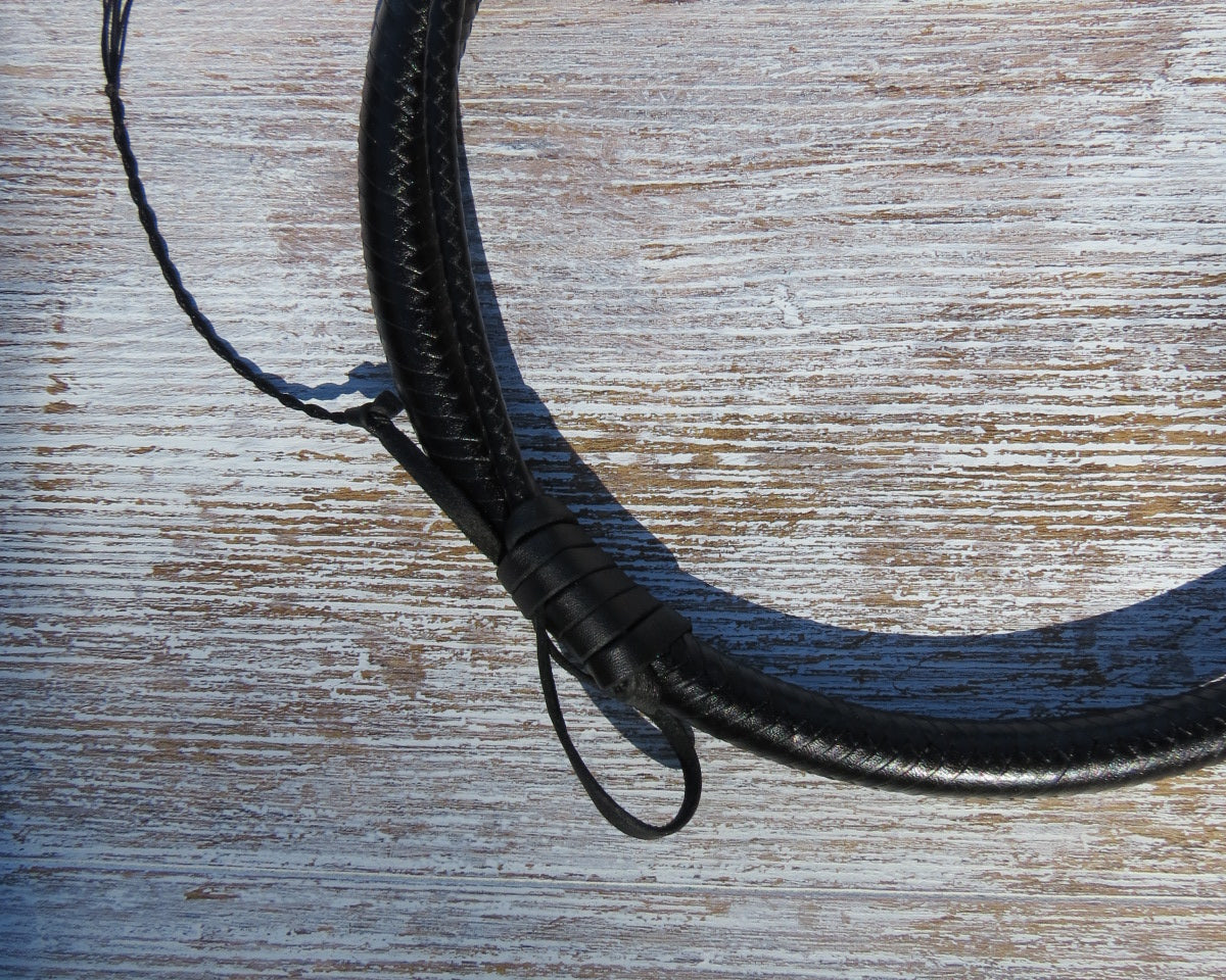 3 1/2ft Black Solid Colour 16 plait Pocket Snakewhip