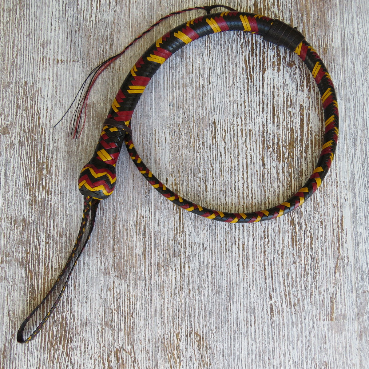 3ft 16plait 3-tone Black, Red and Yellow Pocket Snakewhip