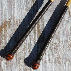 Matched Brandy Tan 5 1/2ft 8-plait 1/2-Caned Australian Stock Whip Pair