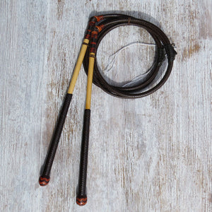 Matched Brandy Tan 5 1/2ft 8-plait 1/2-Caned Australian Stock Whip Pair