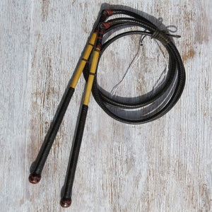 Matched Black 5 1/2ft 8-plait 1/2-Caned Australian Stock Whip Pair