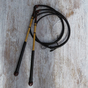 Matched Black 4ft 8-plait 1/2-Caned Australian Stock Whip Pair