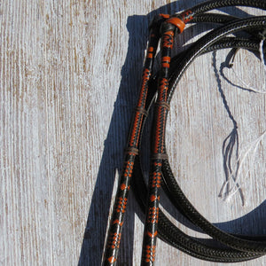 Matched 5 1/2ft Full Plait 12-plait Black Australian Stock Whip Pair