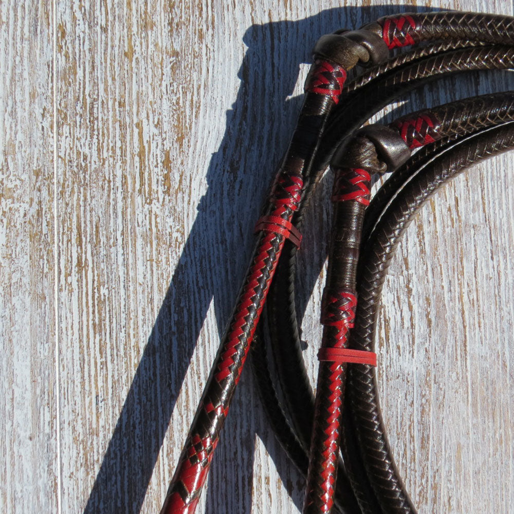 Matched 5 1/2ft Full Plait 12-plait Brandy Tan Australian Stock Whip Pair