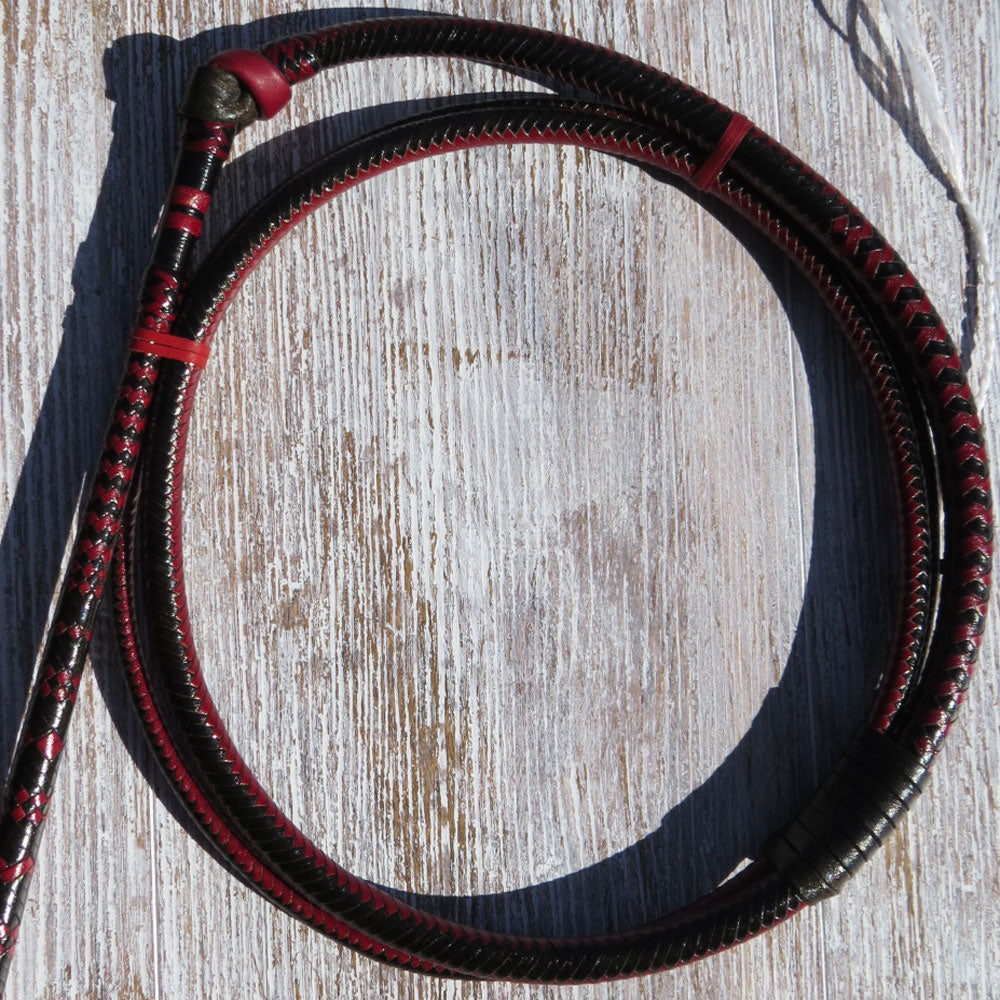 Full Plait 6ft 2-tone Red and Black 12-plait Australian Stock Whip