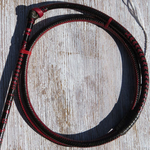 Full Plait 6ft 2-tone Red and Black 12-plait Australian Stock Whip