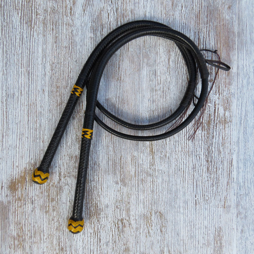 4ft Australian Pattern Black 16plait Bullwhip Pair