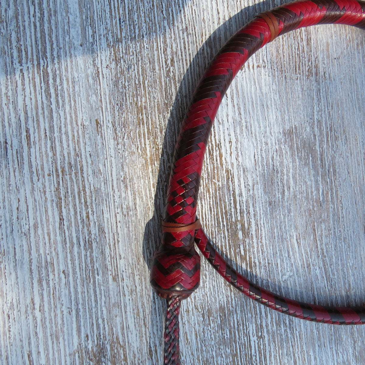 4ft 2-tone Red and Whisky Tan 16plait Signal Whip