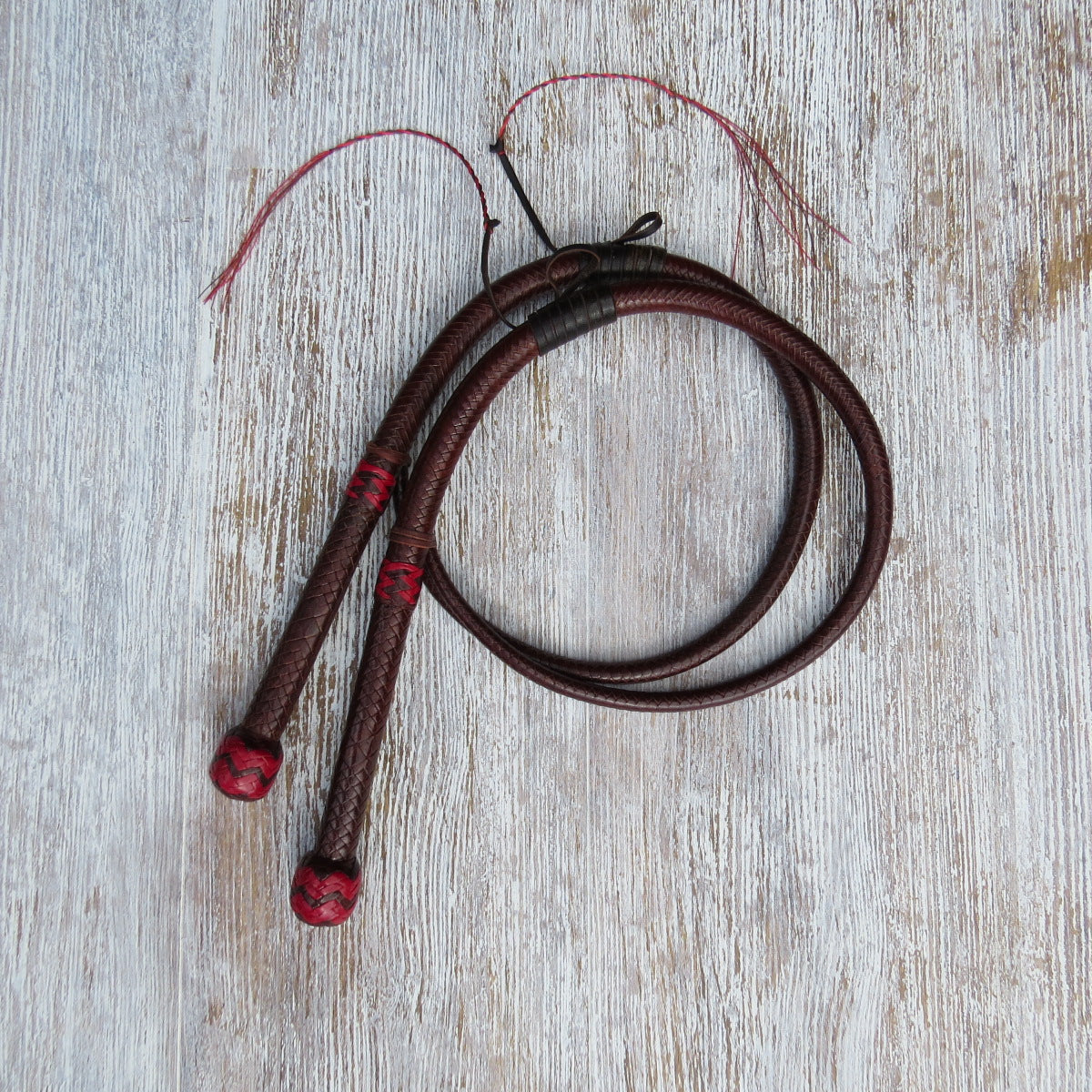 3ft Australian Pattern Whisky Tan 16plait Bullwhip Matched Pair