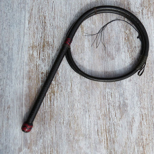7ft Australian Pattern Black 16plait Bullwhip