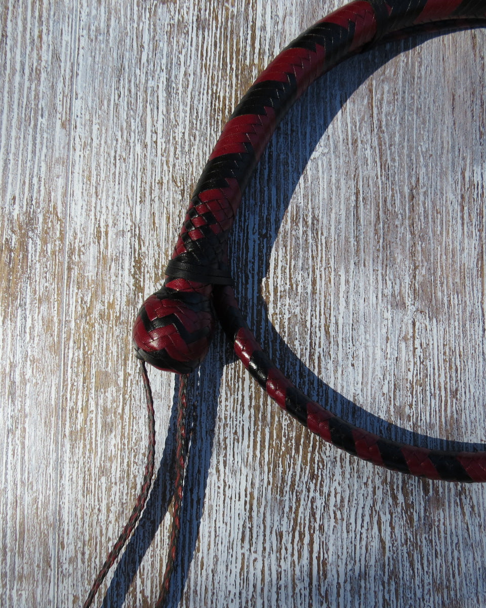4ft 2-tone "Tiger Plait" Red and Black 16plait Signal Whip