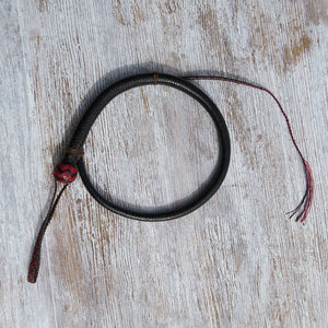 4ft Black with Red highlights Solid Colour 16plait Signal Whip