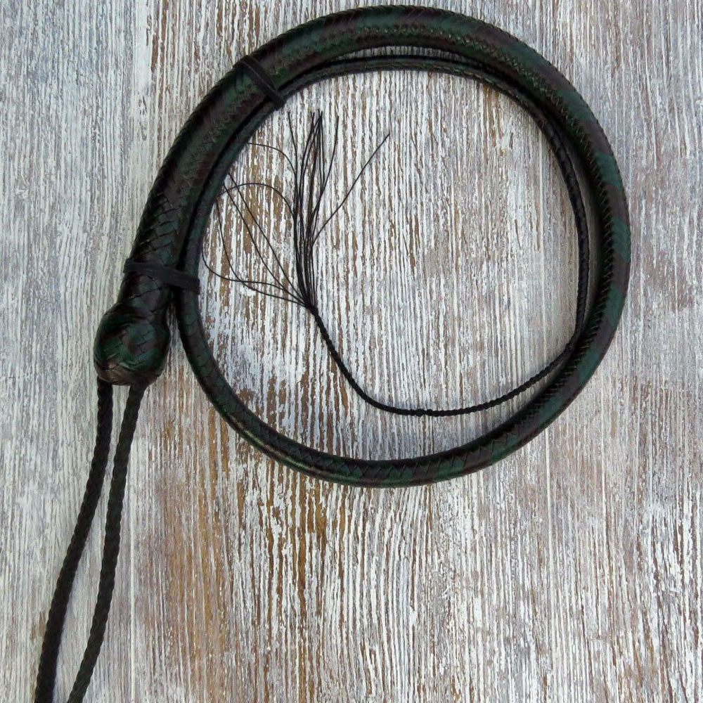 4ft 2-tone Jade and Brandy 16plait Signal Whip