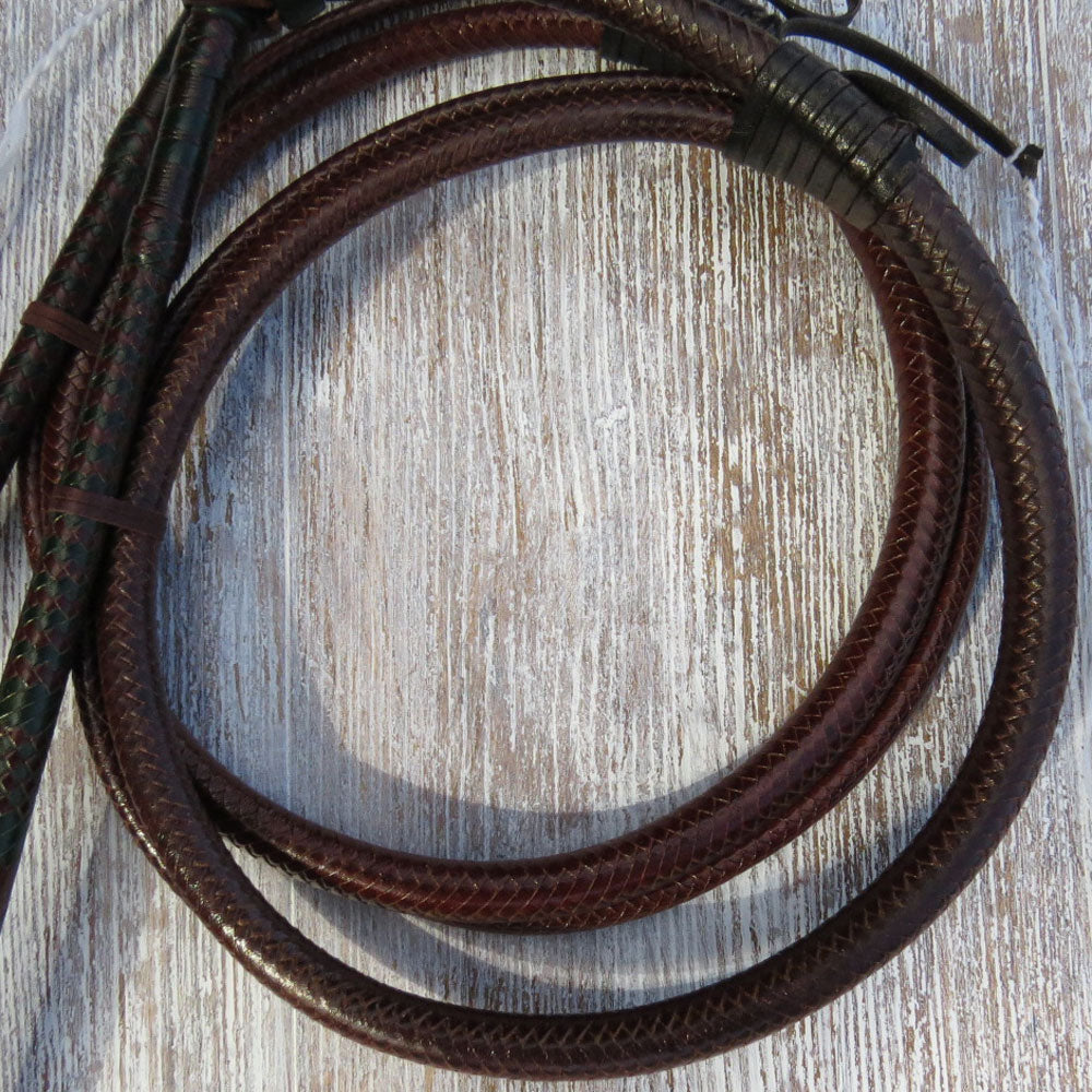 Matched 5ft Full Plait 12-plait Saddle Tan Australian Stock Whip Pair
