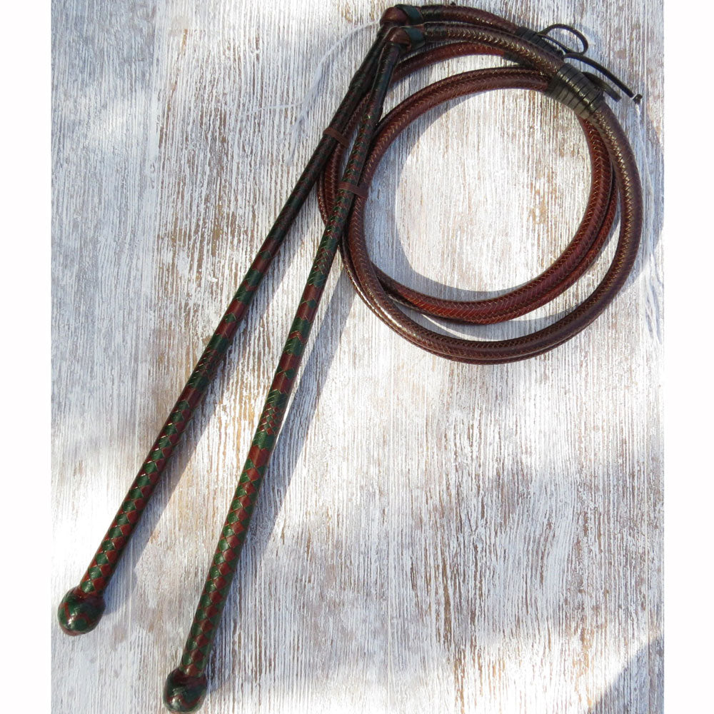 Matched 5ft Full Plait 12-plait Saddle Tan Australian Stock Whip Pair